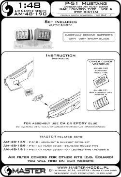 画像5: MASTER[AM-48-190]1/48 WWII アメリカ P-51ムスタング キャブレターエアフィルターカバー RAFルーバータイプ バージョンA(エアフィックス用)