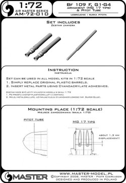 画像4: MASTER[AM-72-010]Bf 109 F, G1 - G4 armament set (MG 17 tips) & Pitot Tube