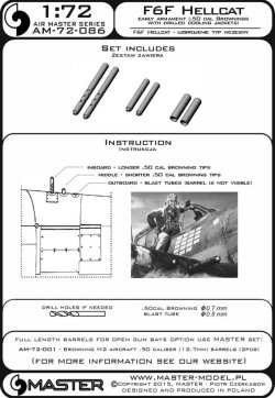 画像3: MASTER[AM-72-086]F6F Hellcat - early armament (.50 cal Browning barrels with drilled cooling jackets)