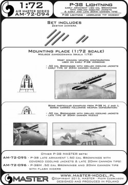 画像4: MASTER[AM-72-094]P-38 Lightning - early armament (.50 cal Brownings with drilled cooling jackets & early and late 20mm cannon tips)