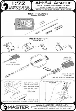 画像4: MASTER[AM-72-109]AH-64 Apache - M230 Chain Gun barrel (30mm), Pitot tubes and tail antenna (resin, PE and turned parts)