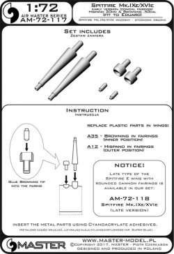 画像3: MASTER[AM-72-117]Spitfire Mk.IXe/XVIe early version (conical fairings) - Hispano 20mm & Browning .50cal in fairings (fit to Eduard)