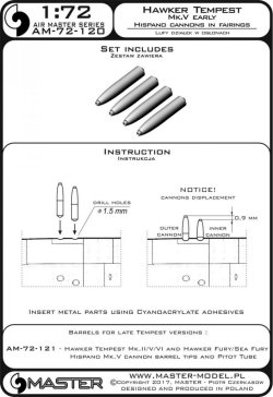 画像3: MASTER[AM-72-120]Hawker Tempest Mk.V early - Hispano 20mm cannon barrels in fairings