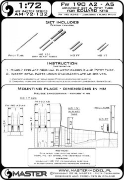 画像3: MASTER[AM-72-132]Fw 190 A2 - A5 armament set (MG 17, MG FF, MG 151 barrel tips) & Pitot Tube (for Eduard kit)