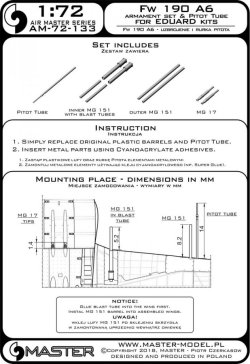 画像3: MASTER[AM-72-133]Fw 190 A6 armament set (MG 17, MG 151 barrel tips) & Pitot Tube (for Eduard kit)