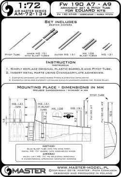 画像3: MASTER[AM-72-134]Fw 190 A7 - A9 armament set (MG 131, MG 151 barrel tips, MK 108 blast tubes) & Pitot Tube (for Eduard kit)