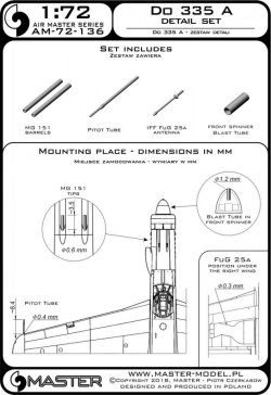 画像3: MASTER[AM-72-136]Do 335 A - detail set - MG 151, FuG 25a antenna, Pitot Tube