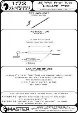 画像4: MASTER[AM-72-147]US WWII Pitot Tube - "L shape" type probe (1 pc) - use on export versions of US aircrafts (e.g. P-35, P-36, P-40, T-6, B-339)
