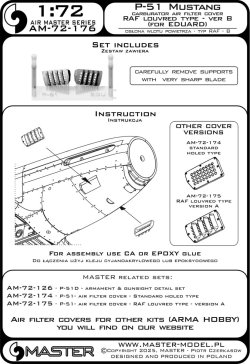 画像4: MASTER[AM-72-176]1/72 WWII アメリカ P-51ムスタング キャブレターエアフィルターカバー RAFルーバータイプ バージョンB(エデュアルド用)