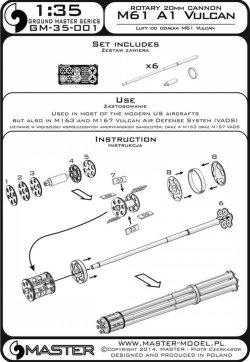 画像2: MASTER[GM-35-001]1/35 現用 アメリカ M61A1六連装バルカン砲 20mm機関砲身6本/エッチングパーツ付