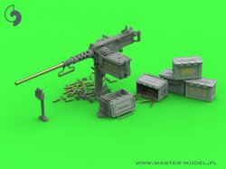 画像3: MASTER[GM-35-063]1/35 WWII アメリカ ブローニングM2HB .50口径(12.7mm)機関銃 w/戦車用マウント(初期M23揺架/弾薬トレイ)