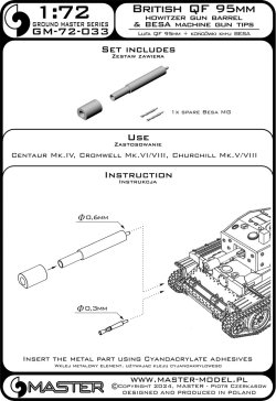 画像8: MASTER[GM-72-033]1/72 WWII イギリス QF 95mm砲身&ベサ機関銃 セントーMk.IV/クロムウェルMk.VI/VIII/チャーチルMk.V/VIII用