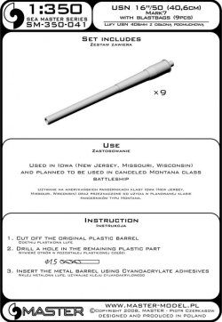 画像6: MASTER[SM-350-041]USN 16in/50 (40,6 cm) Mark 7 barrels - for turrets with blastbags (9pcs) - Iowa and Montana classes