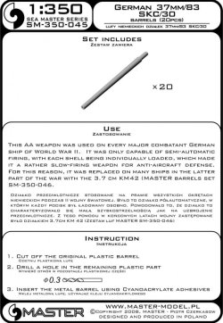 画像5: MASTER[SM-350-045]German 37mm/83 SK C/30 barrels (20pcs) - almost all German warships between 1930 and 1943