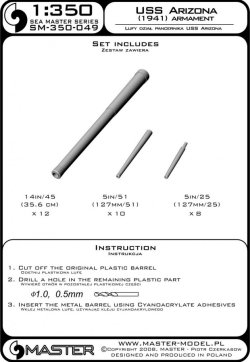 画像8: MASTER[SM-350-049]USS Arizona armament - 14in (12pcs), 5in/51 (10pcs), 5in/25 (8pcs) barrels