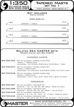 画像3: MASTER[SM-350-089]Set of universal tapered masts No1 (length = 100mm each, diameters = 0,3/1,2mm; 0,4/1,5mm; 0,5/1,8mm; 0,6/2mm)