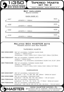 画像3: MASTER[SM-350-090]Set of universal tapered masts No2 (length = 100mm each, diameters = 0,7/2,2mm; 0,8/2,5mm; 0,9/2,8mm; 1/3mm)