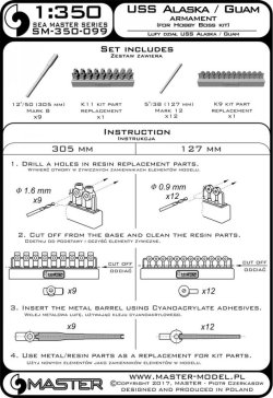 画像4: MASTER[SM-350-099]USS Alaska/Guam armament - 12in (9pcs), 5in (12pcs) barrels with resin mounts (for Hobby Boss kitset)