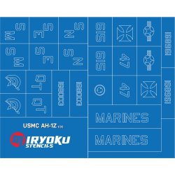 画像2: ミリョク[MIR35004]1/35 現用  米海兵隊 AH-1Zバイパー用ステンシルマスキングシートセット(アカデミー用)