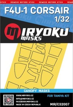 画像1: ミリョク[MIR/C32007]1/32 WWII  米海軍/海兵隊 F4U-1コルセア用キャノピー片面マスキングシートセット