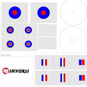 画像1: ミリョク[MIR48006]1/48 スピットファイアMkIXc/e2用英空軍国籍マーク塗装マスクフィルム (1)