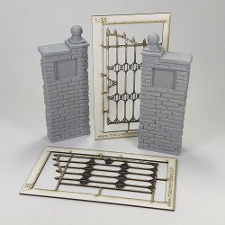 画像2: MacOne Models[MAC35217]公園のゲート(格子扉付き)