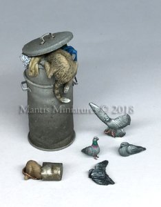 画像1: マンティス・ミニチュアズ[Man35116]1/35 動物セット32 ネコ、ハト、ネズミ (1)