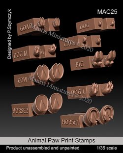 画像1: マンティス・ミニチュアズ[MAC25]1/35 ジオラマツール 動物の足跡スタンプツールセット