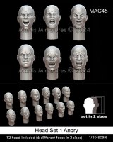 マンティス・ミニチュアズ[MAC45]1/35 汎用ヘッドセット1 怒りの表情(6種類2サイズ 12個入)