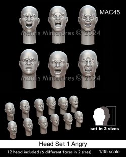 画像1: マンティス・ミニチュアズ[MAC45]1/35 汎用ヘッドセット1 怒りの表情(6種類2サイズ 12個入)