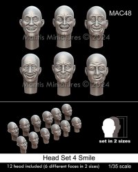 マンティス・ミニチュアズ[MAC48]1/35 汎用ヘッドセット4 笑いの表情(6種類2サイズ 12個入)