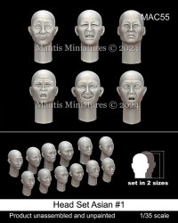 マンティス・ミニチュアズ[MAC55]1/35 アジア系ヘッドセット＃1(6種類2サイズ 12個入)