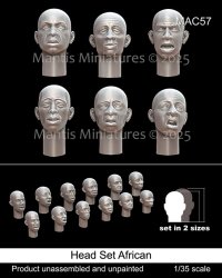 マンティス・ミニチュアズ[MAC57]1/35 アフリカ系ヘッドセット(6種類2サイズ 12個入)
