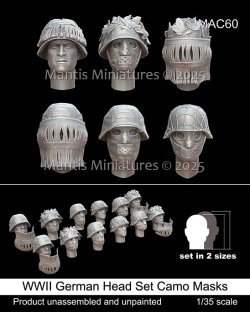 画像1: マンティス・ミニチュアズ[MAC60]1/35 WWII ドイツ 偽装マスク付ヘッドセット(6種類2サイズ 12個入)