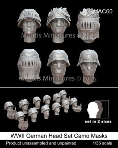 画像1: マンティス・ミニチュアズ[MAC60]1/35 WWII ドイツ 偽装マスク付ヘッドセット(6種類2サイズ 12個入) (1)