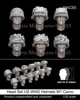 マンティス・ミニチュアズ[MAC65]1/35 WWII アメリカ 偽装ネット付M1ヘルメット ヘッドセット(6種類2サイズ 12個入)