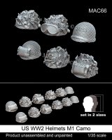 マンティス・ミニチュアズ[MAC66]1/35 WWII アメリカ 偽装ネット付M1ヘルメットセット(6種類2サイズ 12個入)
