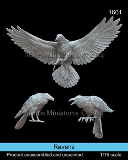 画像1: マンティス・ミニチュアズ[Man1601]1/16 動物セット カラス