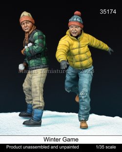 画像1: マンティス・ミニチュアズ[Man35174]1/35 現用 雪玉を投げる子供(2体入)