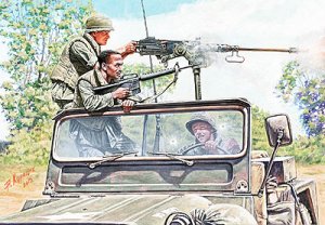 画像1: マスターボックス[MSB35105] 1/35 米・ベトナム戦兵士3体車上射撃シーン+解放戦線兵2体 (1)