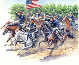 画像1: マスターボックス[MB3550]1/35　南北戦争・北軍騎兵隊・騎兵3体+馬3頭1860年代 (1)