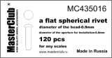 Master Club[MC435016]1/3球形リベット0.9mm、取付軸径0.6mm 120ケ入り