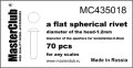 Master Club[MC435018]1/3球形リベット1.2mm、取付軸径0.8mm 80ケ入り