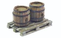 画像1: マソモデル[MH35014]木樽2個+木製パレットセット