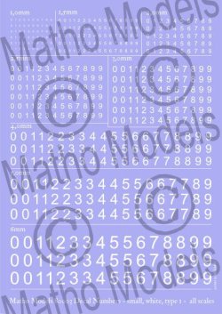 画像1: マソモデル[MH80003]スケールフリー 白色数字デカールタイプ1 スモールサイズ
