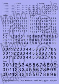 マソモデル[MH80001]スケールフリー 黒色数字デカール タイプ1 小サイズ