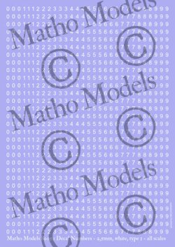 画像1: マソモデル[MH80050]スケールフリー 数字デカール 高さ2.5mm 白色 タイプ1