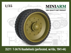 画像1: Miniarm[B35211]1/35 WWII 露/ソ T-34/76用スリッド有穴開きタイヤ付プレス転輪セット1941〜44 (ズベズダ/ドラゴン/ミニアート用) (1)