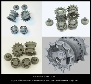画像1: Miniarm[B35070]T-72BM/T-90用 起動輪、誘導輪セット(ズベズダ/タミヤ用) (1)