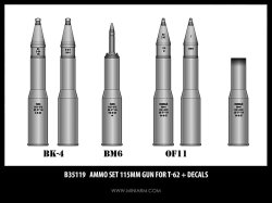 画像1: Miniarm[B35119]1/35 T-62 115mm 砲弾セット(デカール付き)(汎用)